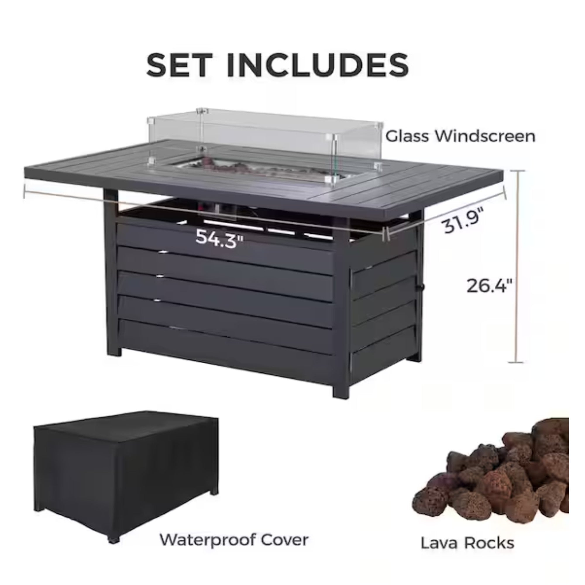 54.3” Outdoor Patio Fire Pit Table