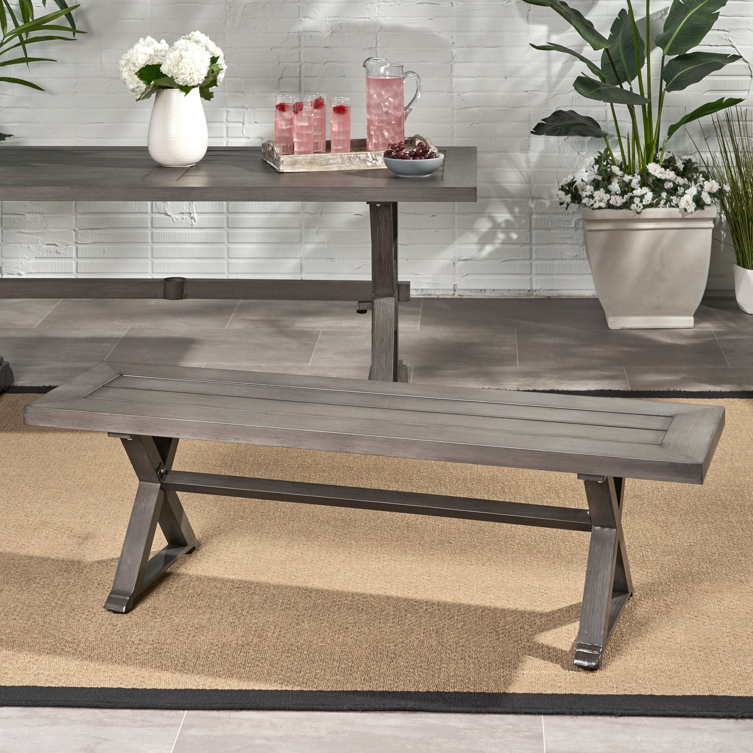 Modern Outdoor Aluminum Dining Bench