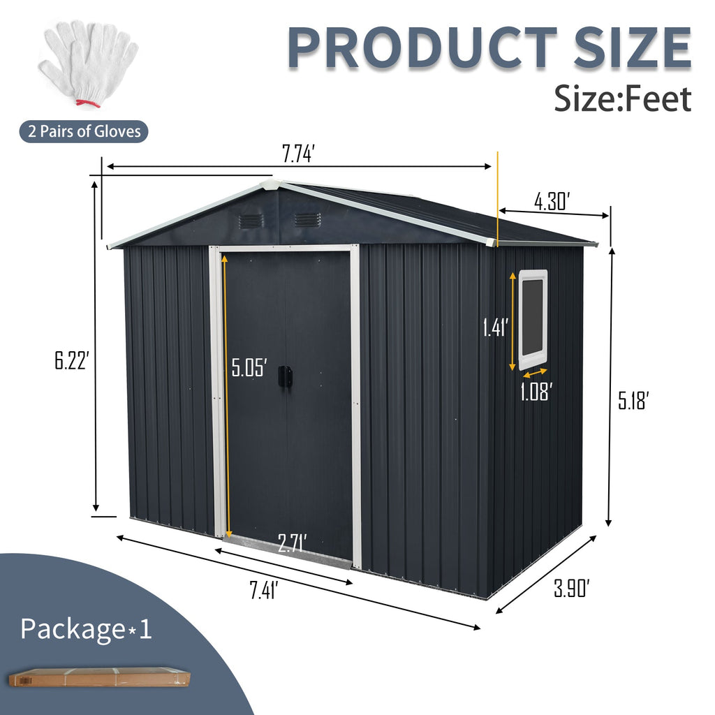 8ft x 4ft Outdoor Metal Storage Shed