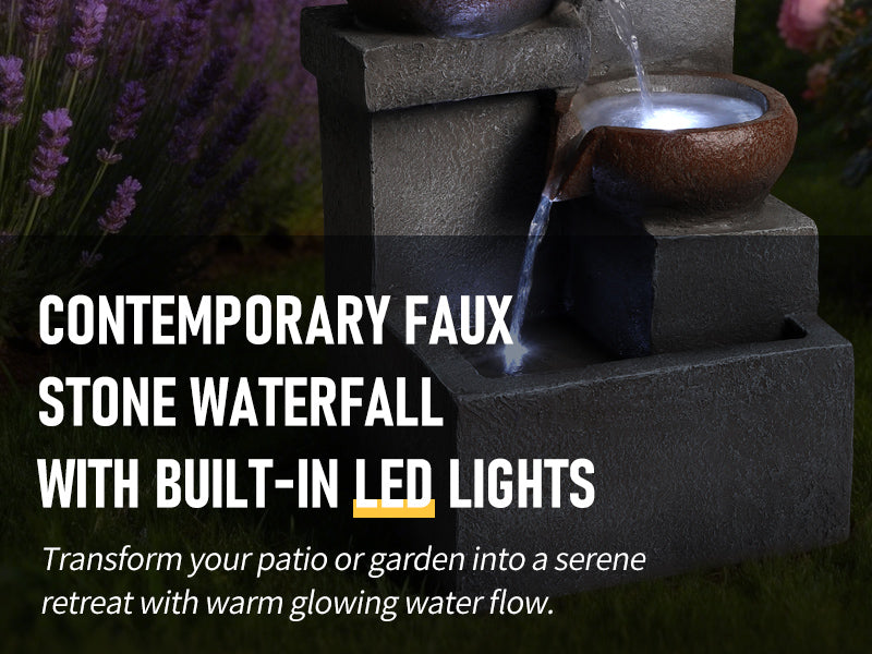Outdoor Water Fountain Tiered Cascading Jar Waterfall