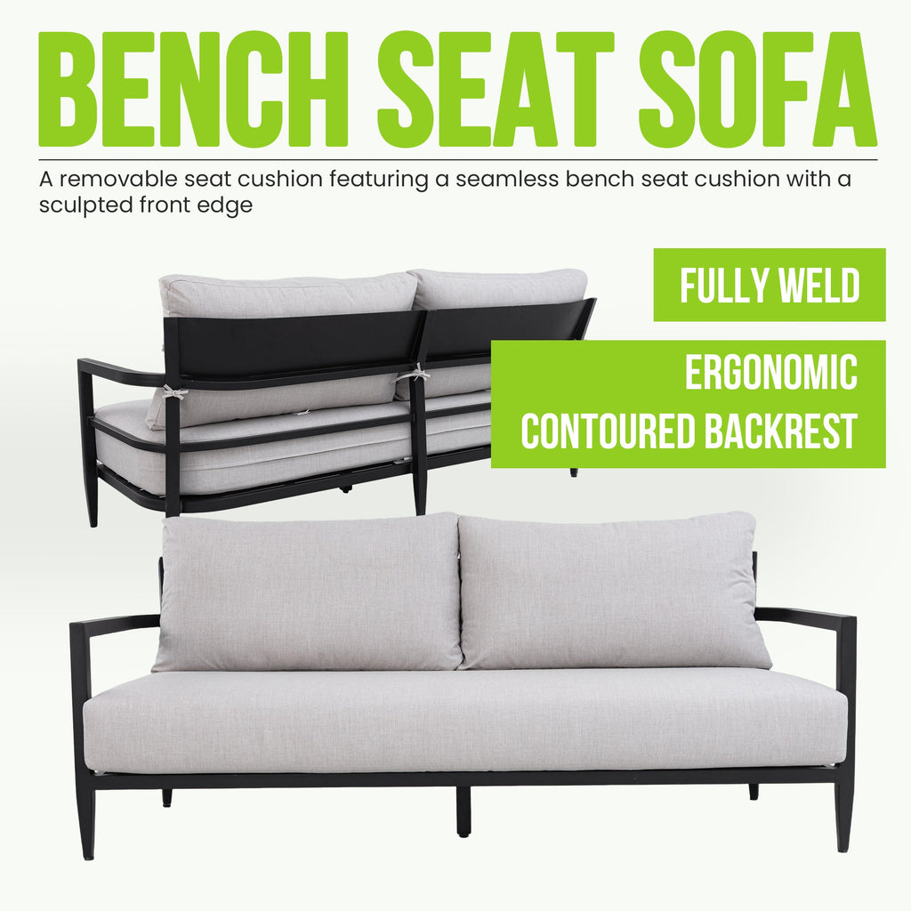 Modern Outdoor Fully Weld Bench Seat Sofa in Ember