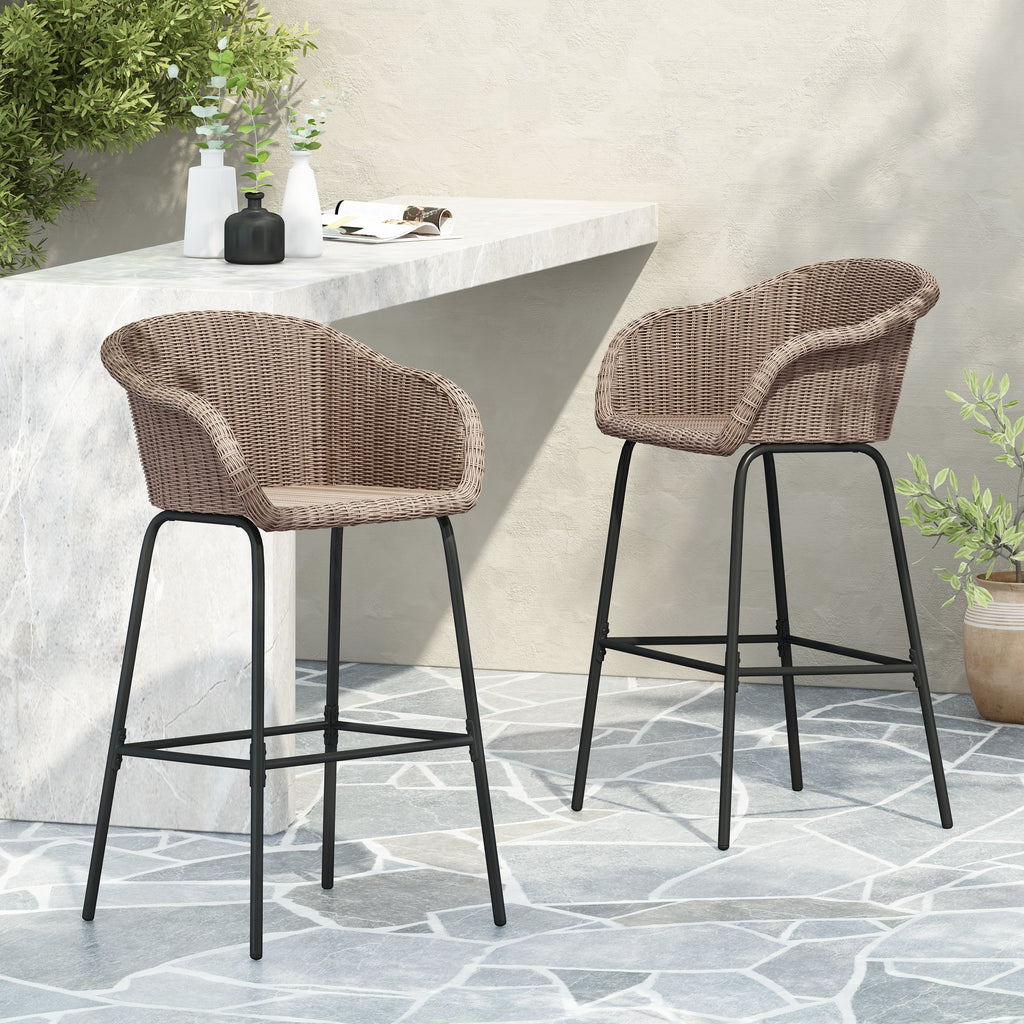 Ladd Outdoor Metal Wicker Barstool