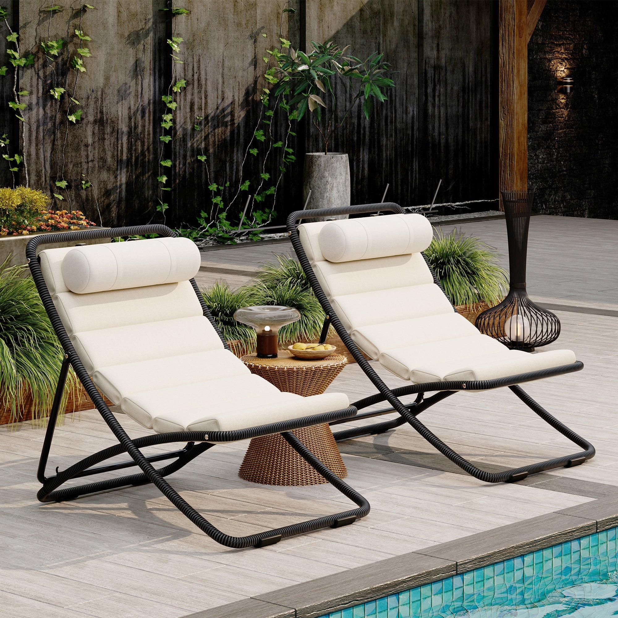 TREXM 2-Piece Outdoor Folding Chair Set