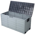 75 Gallon Resin Deck Box with Wheels for Outdoor Storage