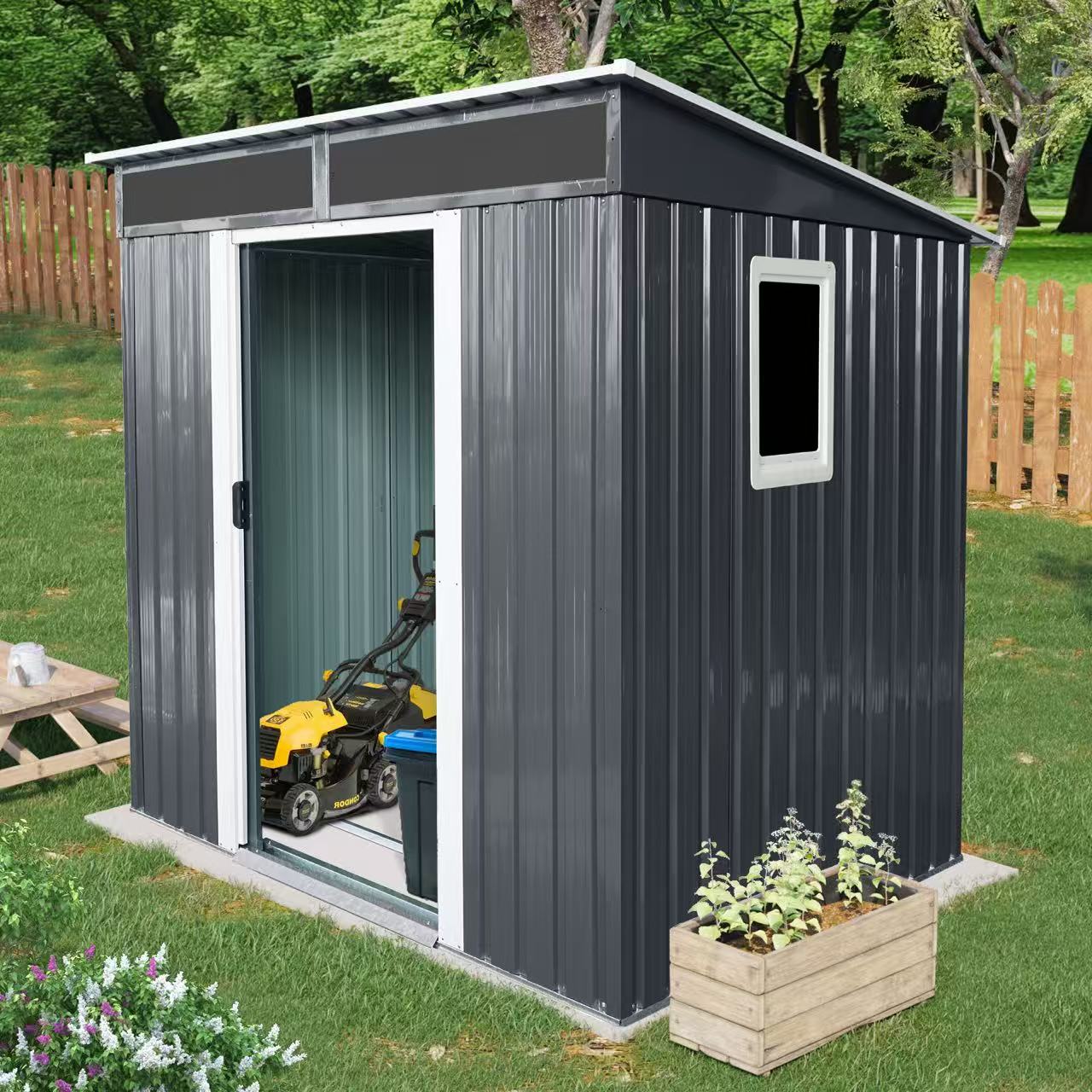 6ft x 5ft Outdoor Metal Storage Shed with Window