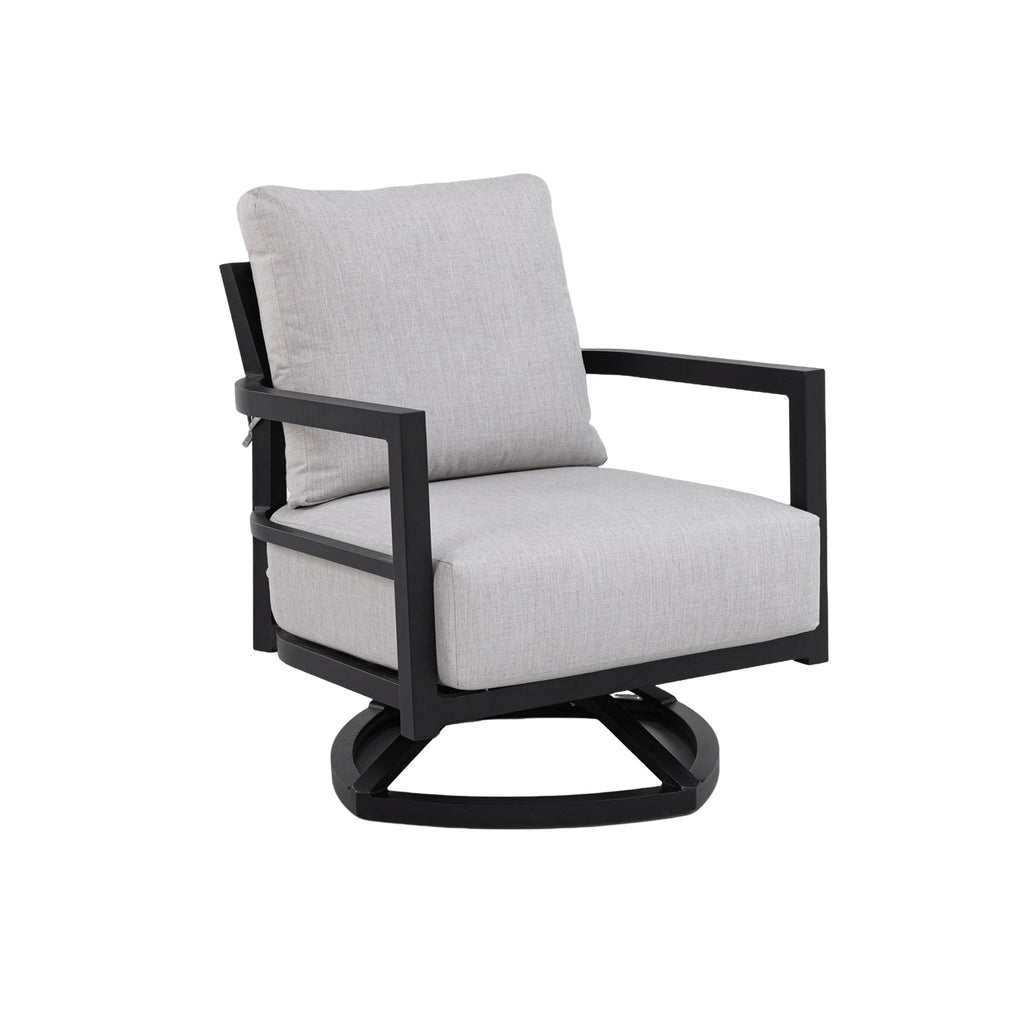 Modern Outdoor Fully Weld Swivel Lounge Chair – Premium Aluminum Frame in Ember