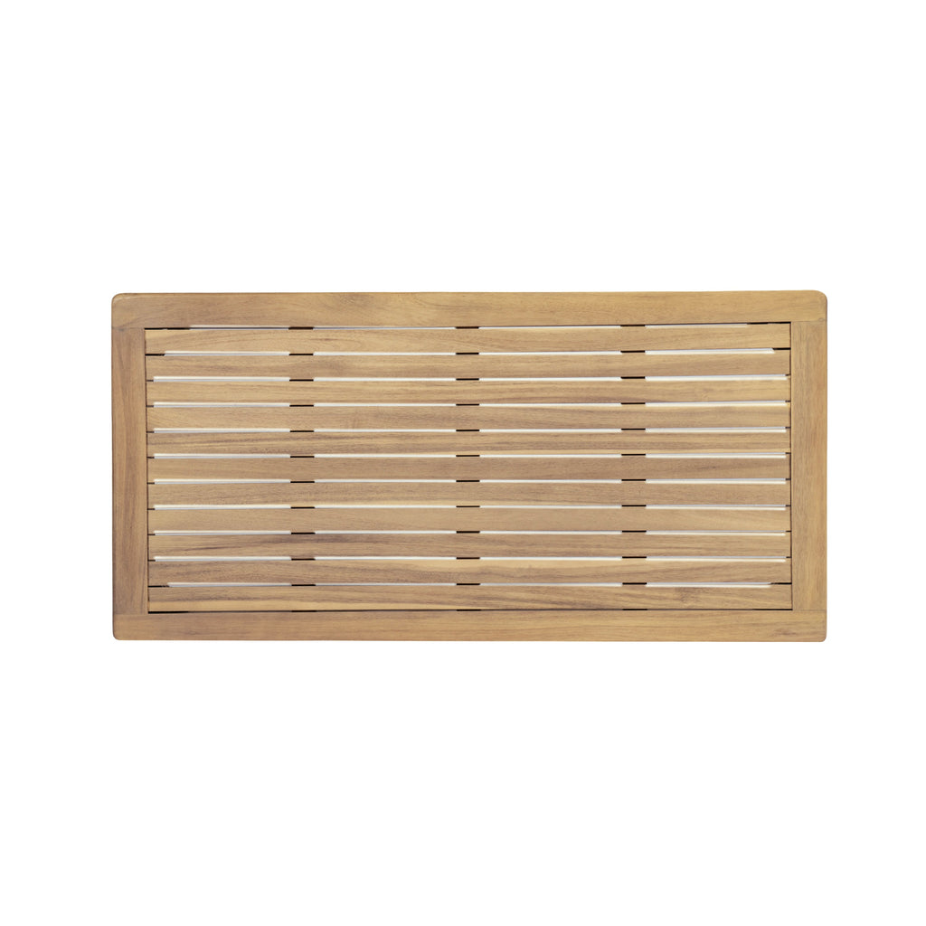 Outdoor Acacia Wood Loveseat with Coffee Table, Light Teak Frame