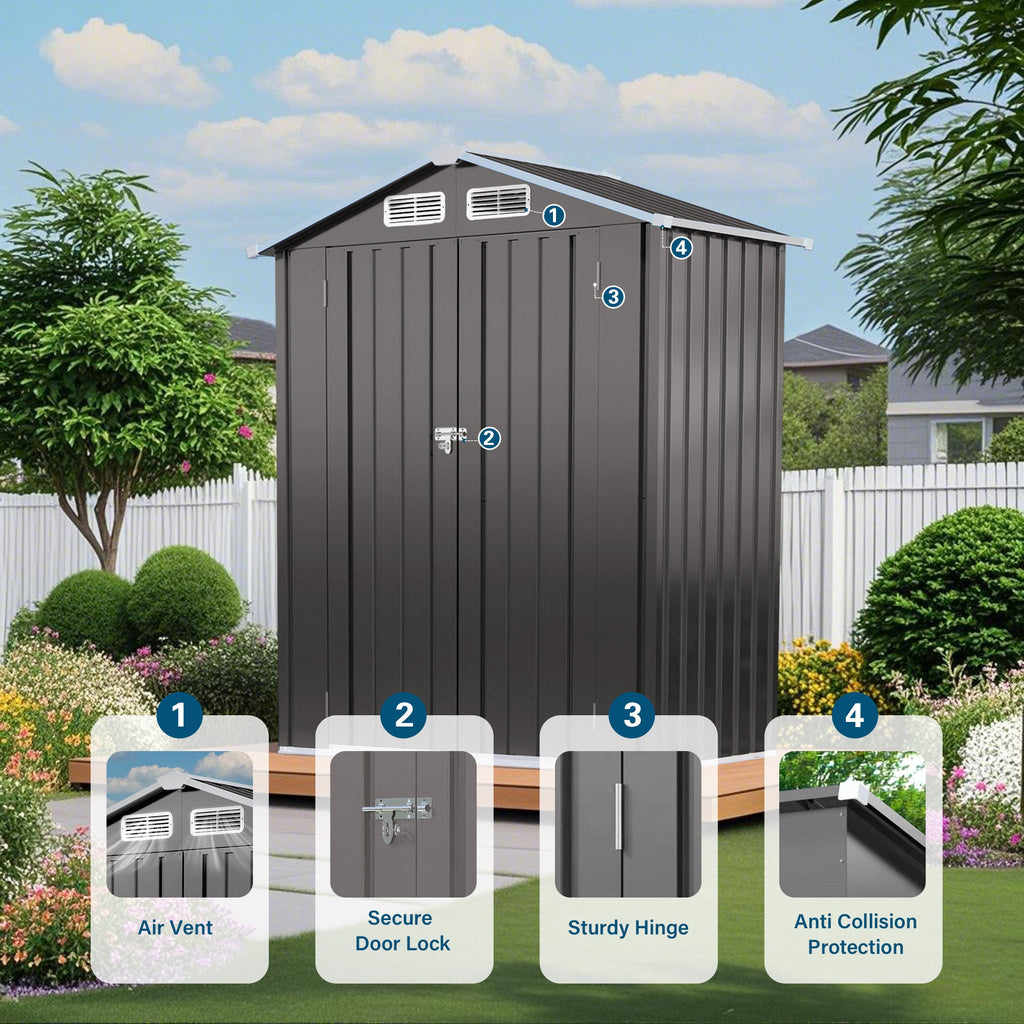 5X3 FT Metal Outdoor Storage Shed