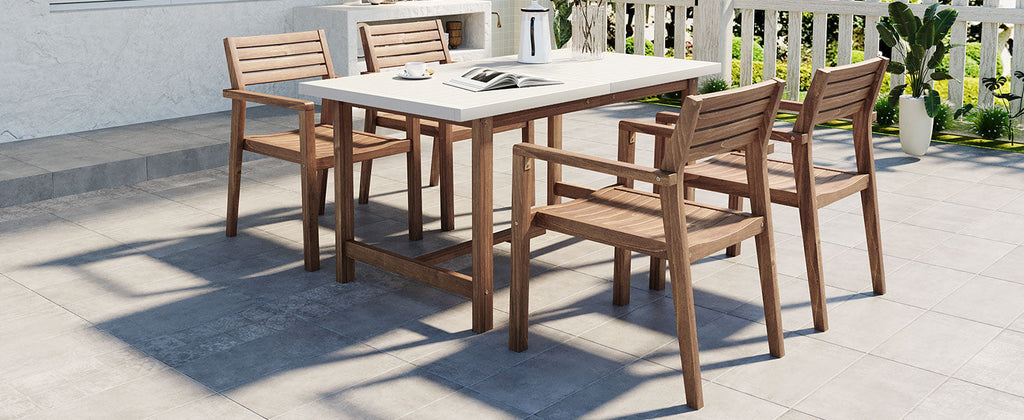 U_STYLE 5-Piece Outdoor Acacia Wood Dining Set