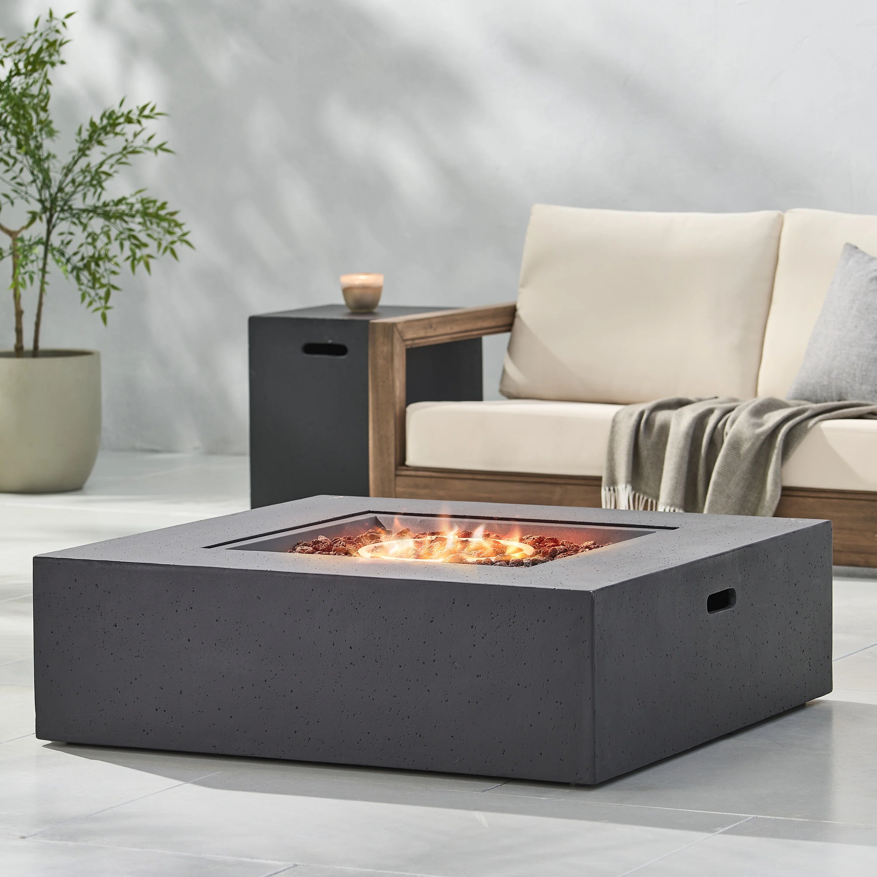 Outdoor 50000 BTU Propane Fire Pit - Dark