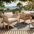 Outdoor Acacia Wood and Rope Club Chair with Cushions (Set of 2)