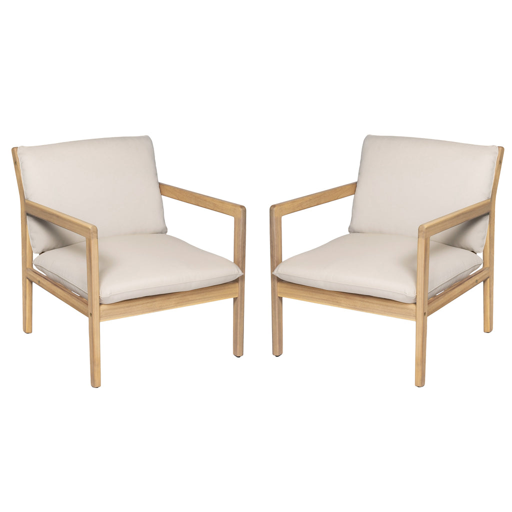 Outdoor Acacia Wood Armchair, Set of 2