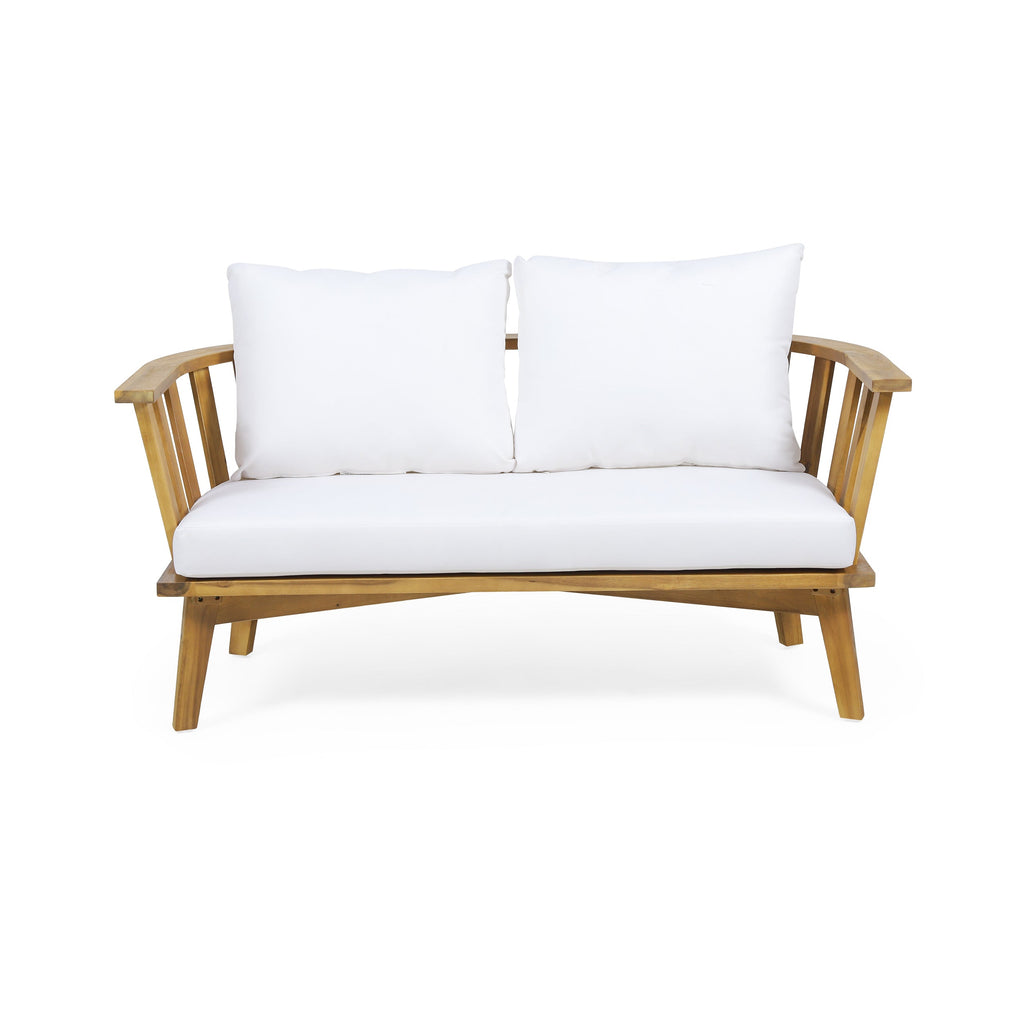2-Person Outdoor Acacia Wood Patio Seating Group