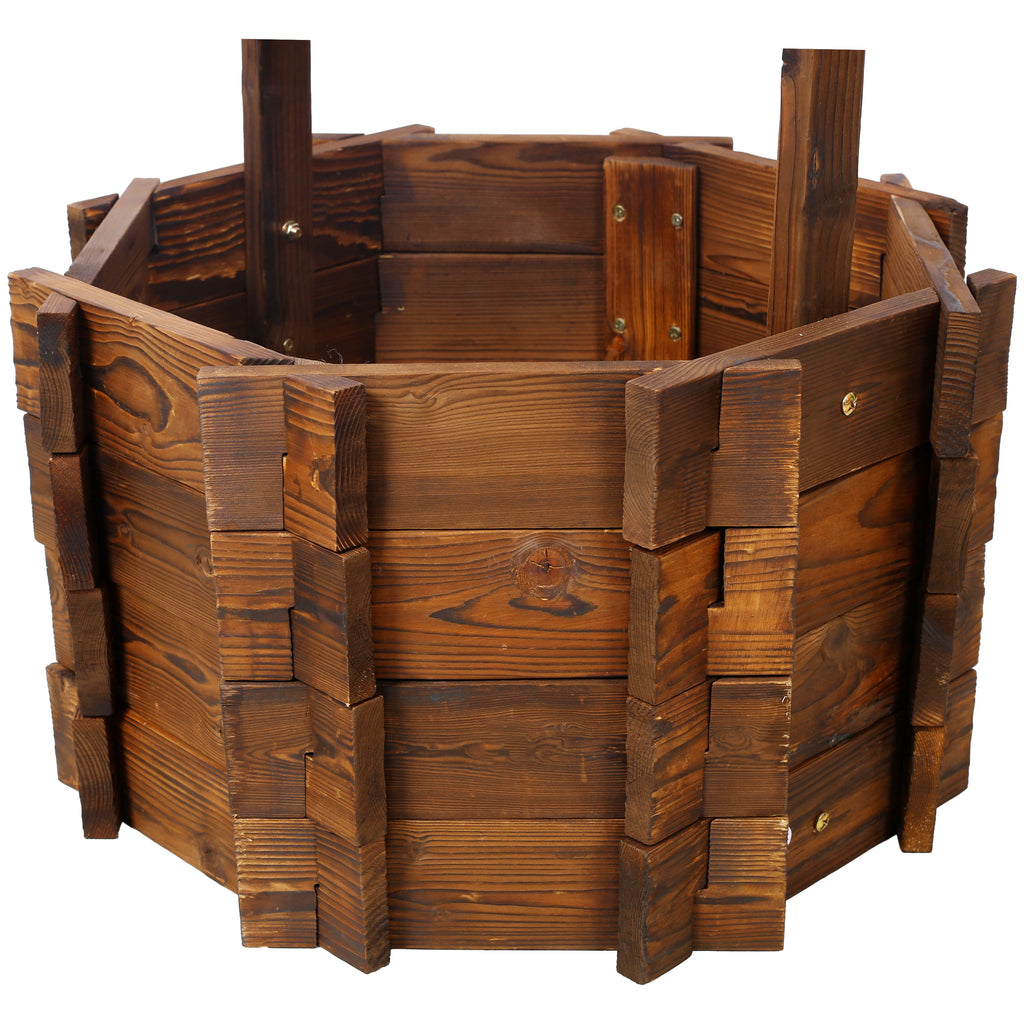 Rustic Wooden Wishing Well Planter Outdoor Home Décor