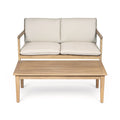 Outdoor Acacia Wood Loveseat with Coffee Table, Light Teak Frame