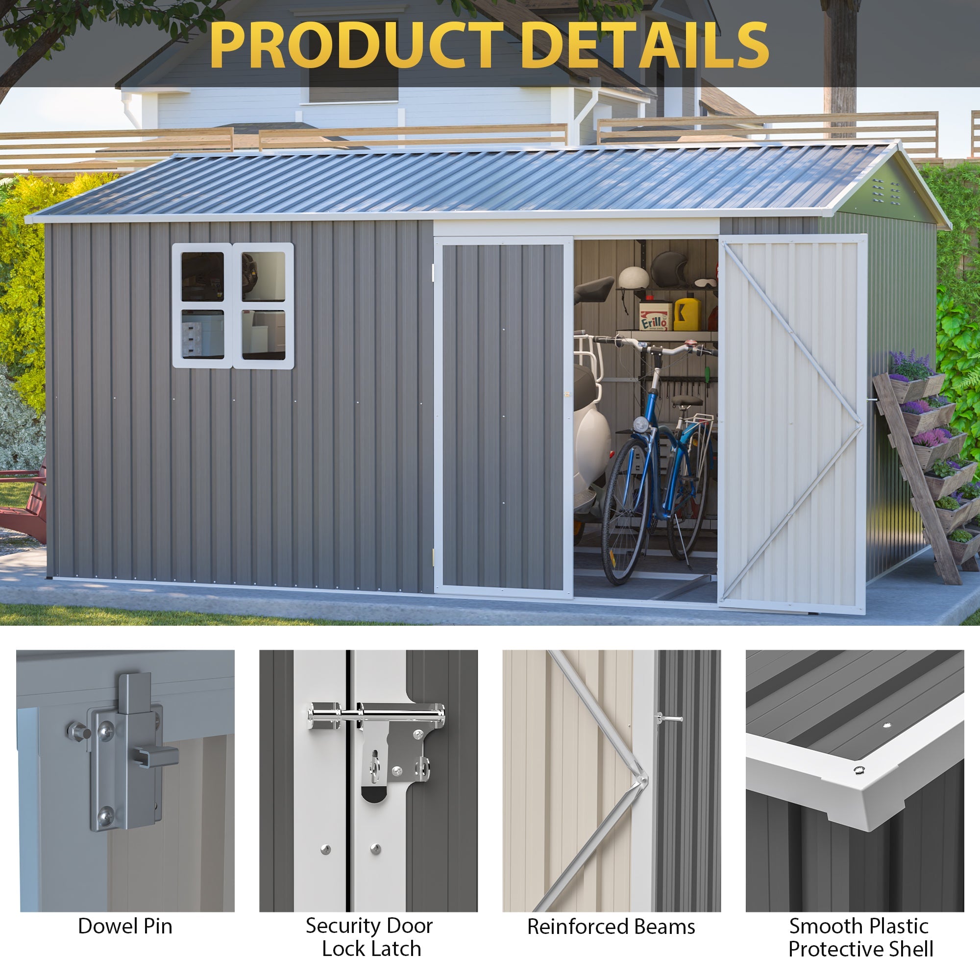 12x10 FT Outdoor Storage Shed Metal