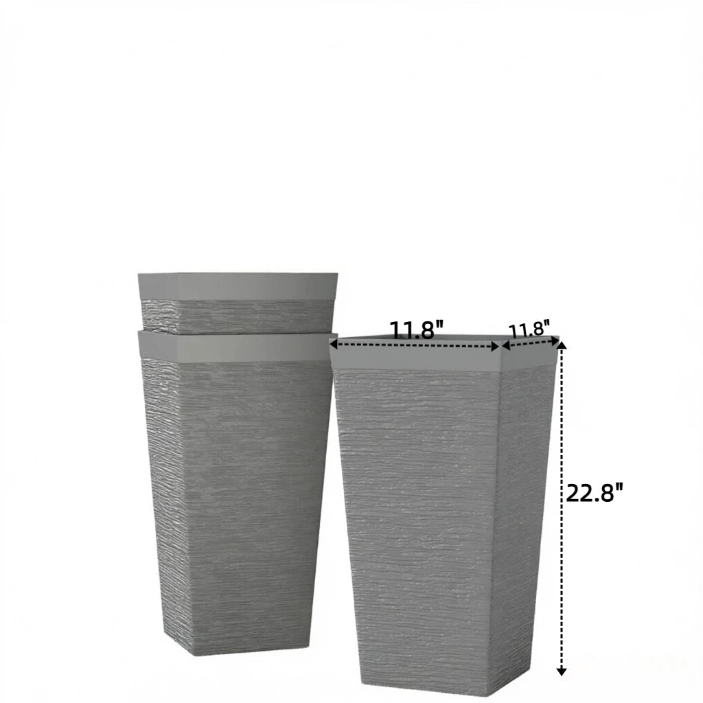 Stackable Design Tapered Planters - 3-Piece Outdoor Set