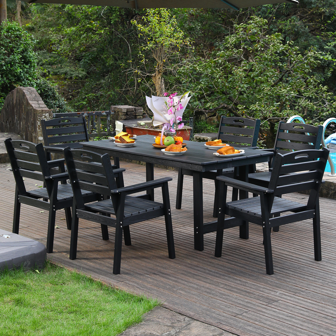 HDPE Outdoor Patio Dining Set - Table and 6 Chairs