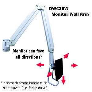 DW630W  Extra Long Reach Wall Monitor Arm  Over the Bed 63 inch long