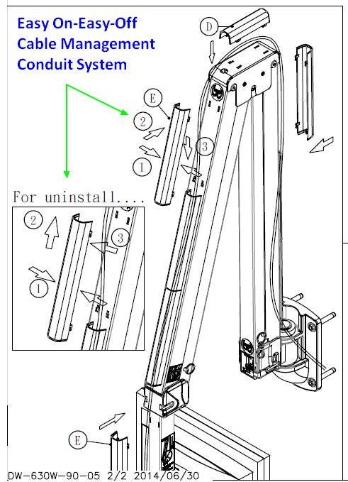 DW630W  Extra Long Reach Wall Monitor Arm  Over the Bed 63 inch long