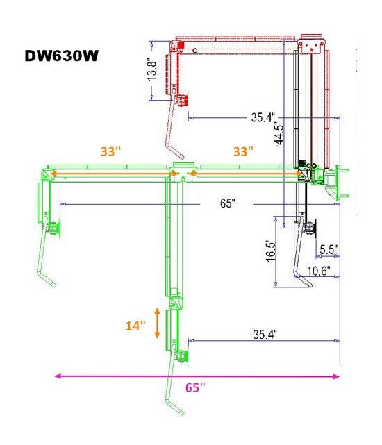 DW630W  Extra Long Reach Wall Monitor Arm  Over the Bed 63 inch long
