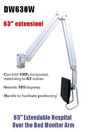 DW630W  Extra Long Reach Wall Monitor Arm  Over the Bed 63 inch long