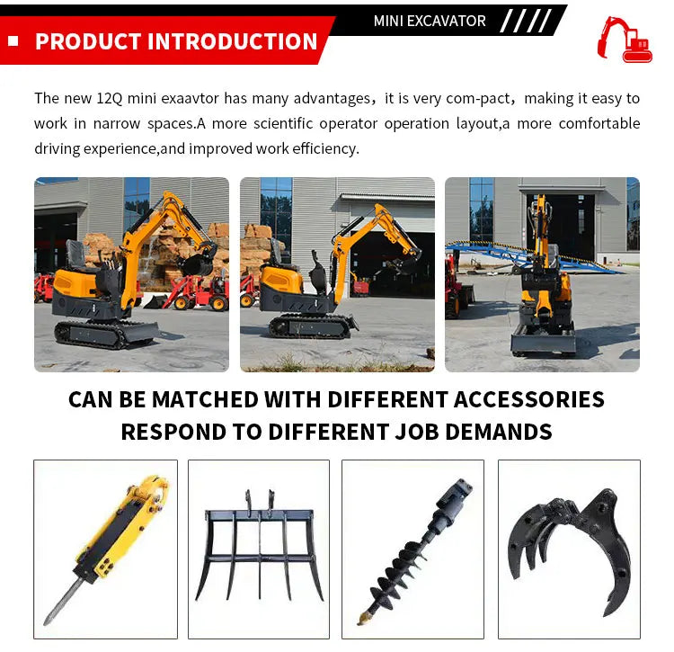 Mini Excavator 1.2 Ton New Crawler Excavator With Attachment Mini Digger Multifunctional Mini Small Excavator 1 Ton 1200kg