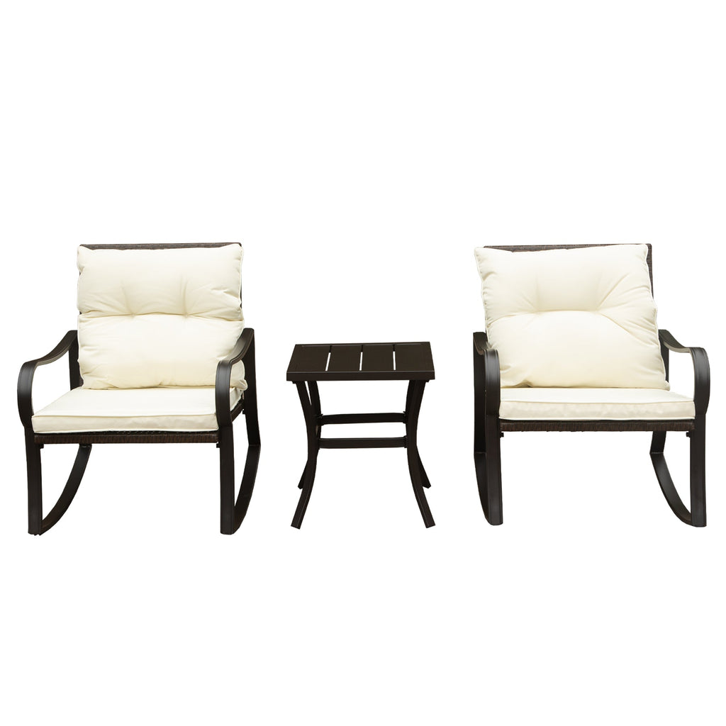 Metal 2-Person Outdoor Patio Rocking Seating Group with Cushions