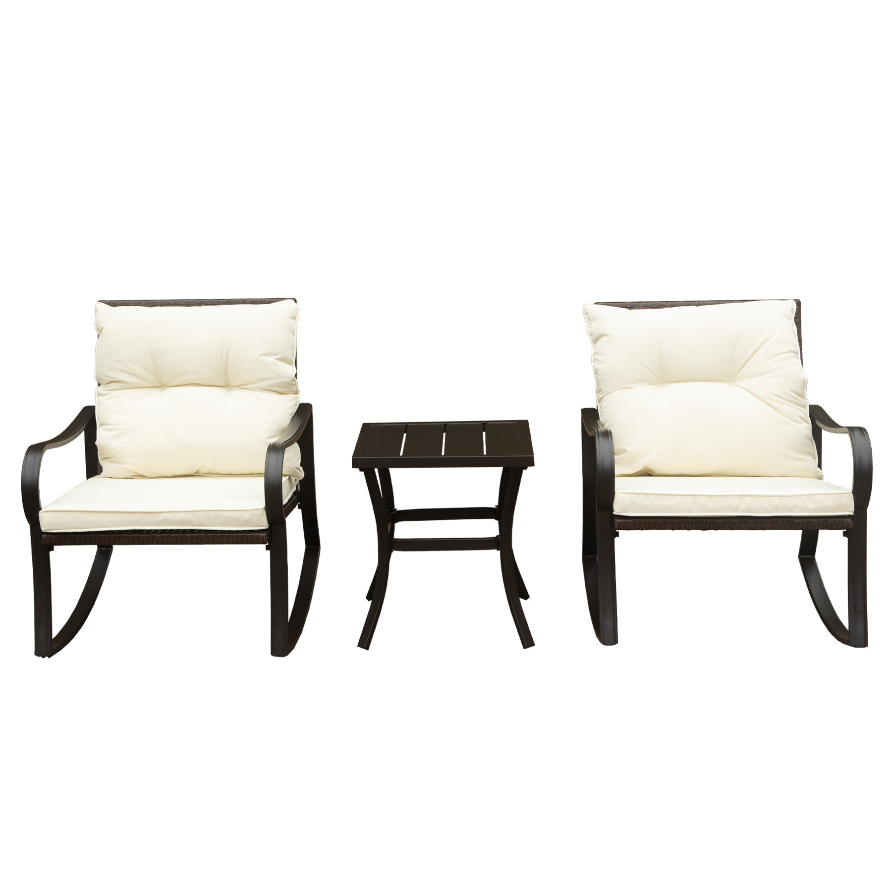 Metal 2-Person Outdoor Patio Rocking Seating Group with Cushions
