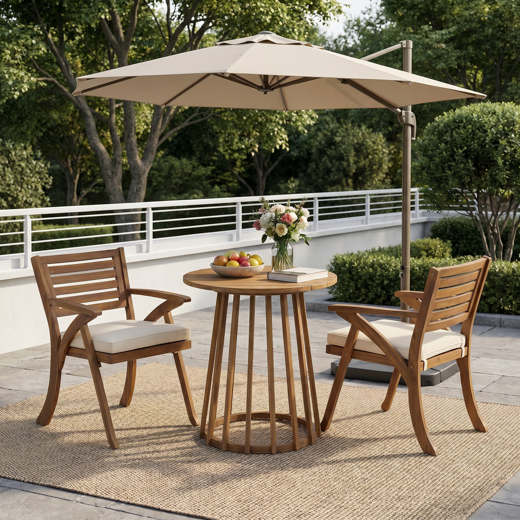 Outdoor 3-Piece Acacia Wood Dining Set