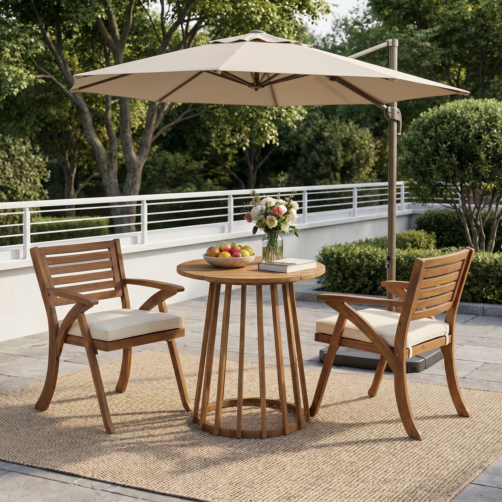 Outdoor 3-Piece Acacia Wood Dining Set