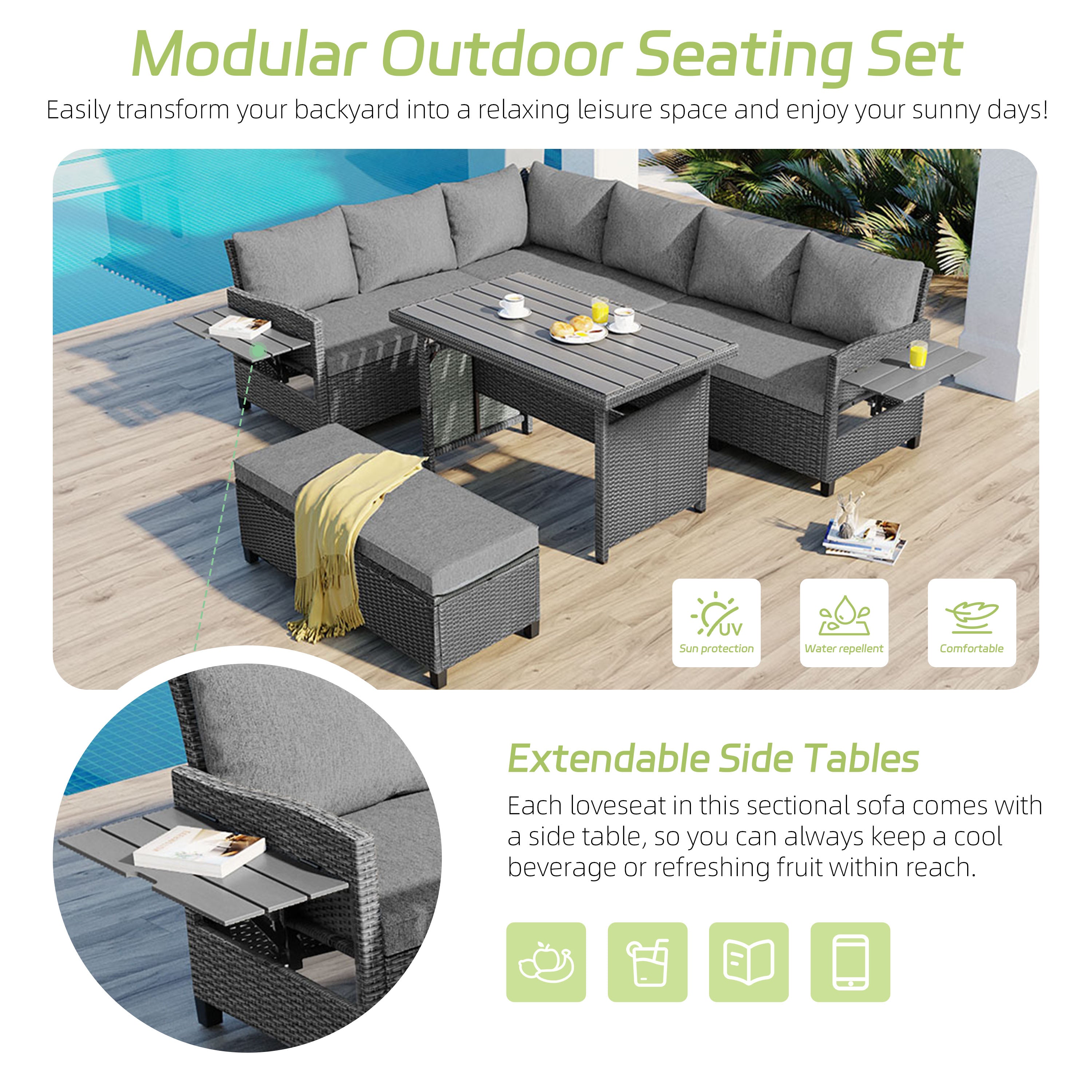 TOMAX 5-Piece Outdoor Patio Rattan Sofa Set
