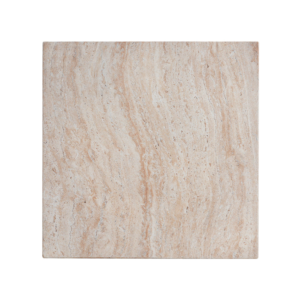 Outdoor/Indoor Square Travertine Lightweight Concrete Side Table