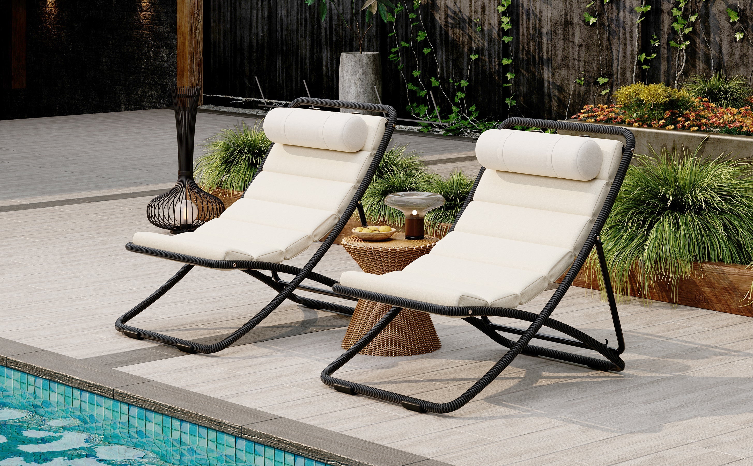 TREXM 2-Piece Outdoor Folding Chair Set