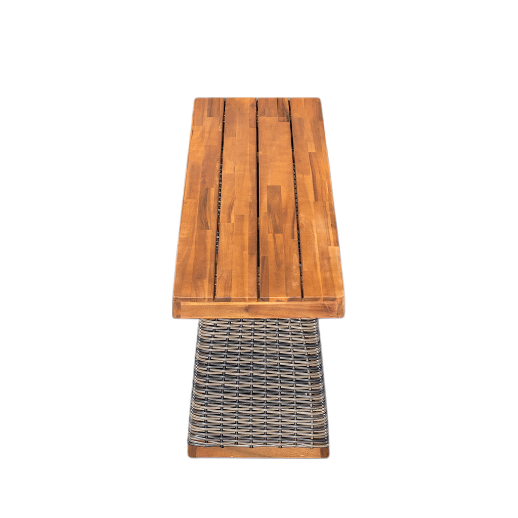 Outdoor Acacia Wood Bench Set of 2 - Teak Finish