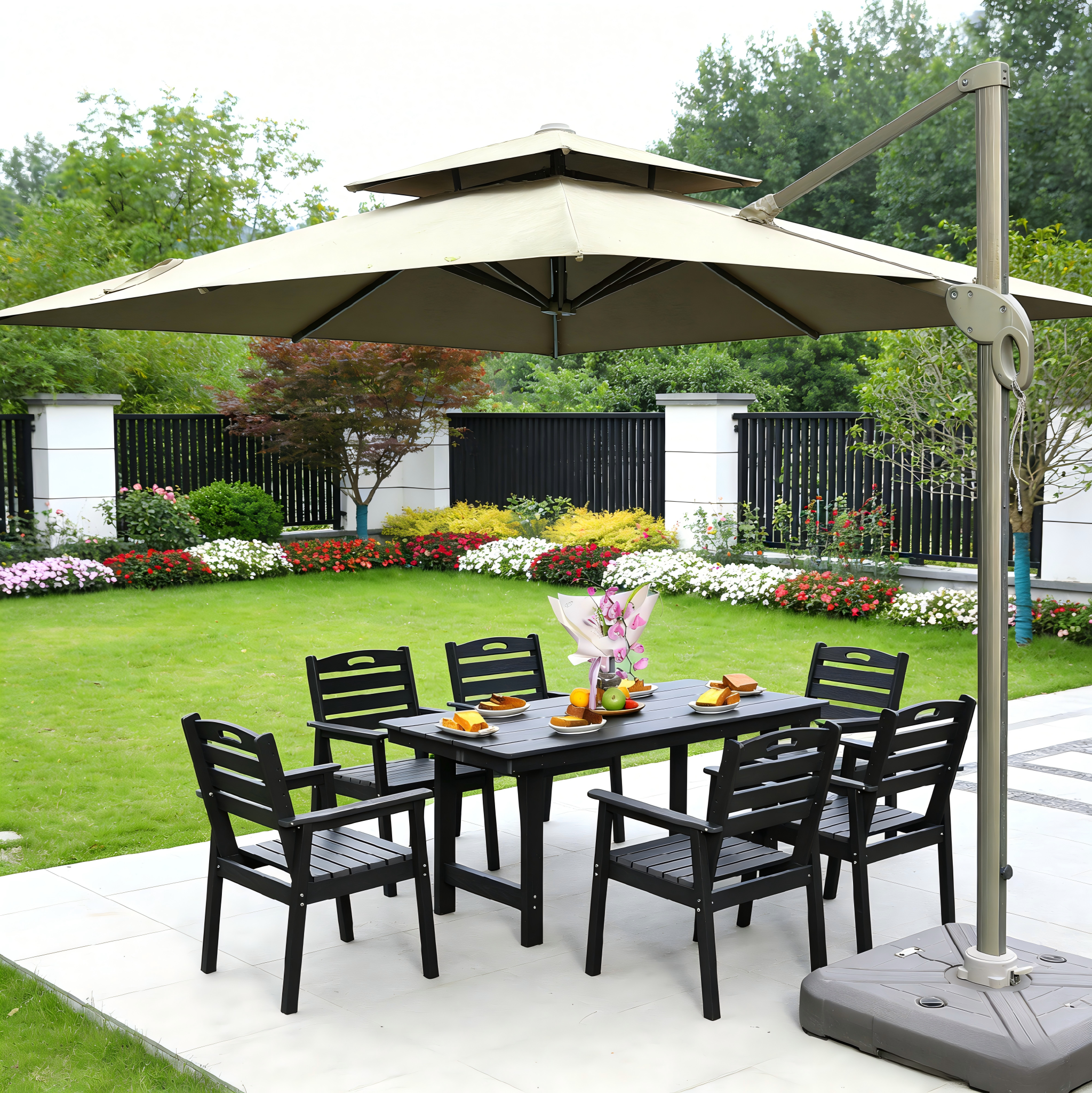 HDPE Outdoor Patio Dining Set - Table and 6 Chairs