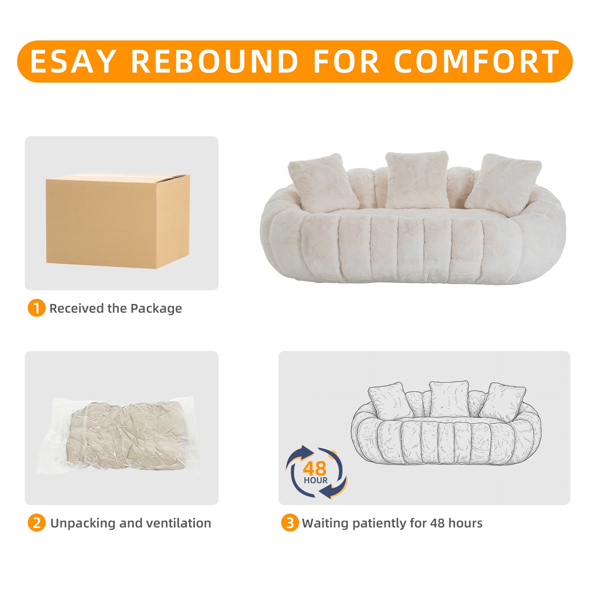 Floral-Shaped Ultra-Soft Faux Fur Sofa