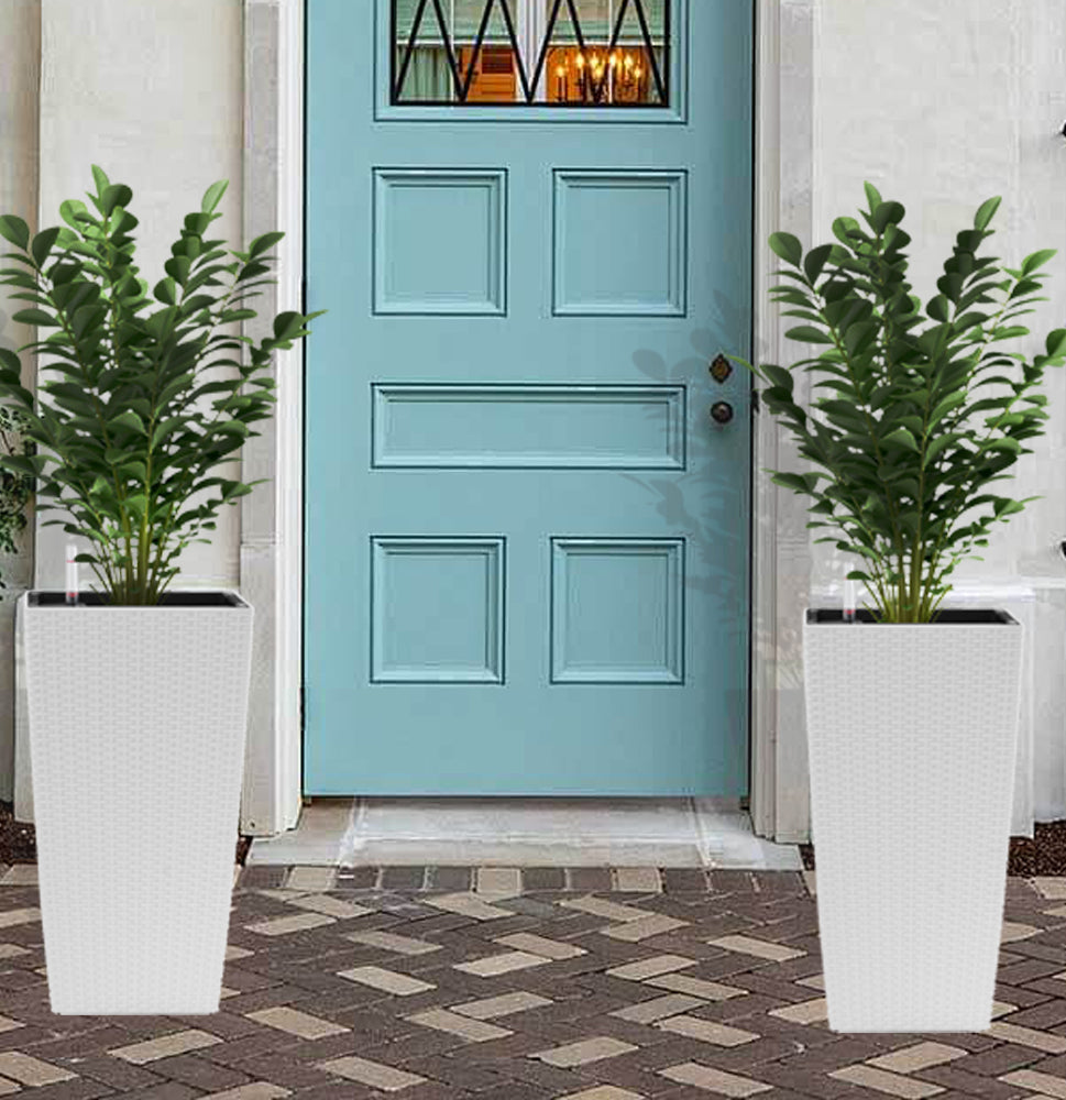 Indoor/Outdoor Modern Faux Rattan Design Square Planter