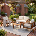Outdoor 4-Piece Sofa Set, Acacia Wood Frame with Rope Detail