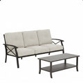2 Piece Outdoor Patio Set, 70 Inches All-Weather Metal 3-Seat Sofa and Coffee Table