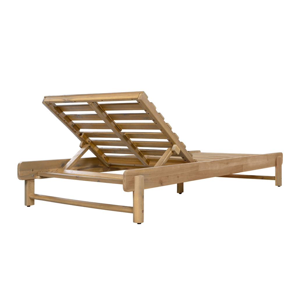 Light Teak Finish Acacia Wood Chaise Lounge Frame