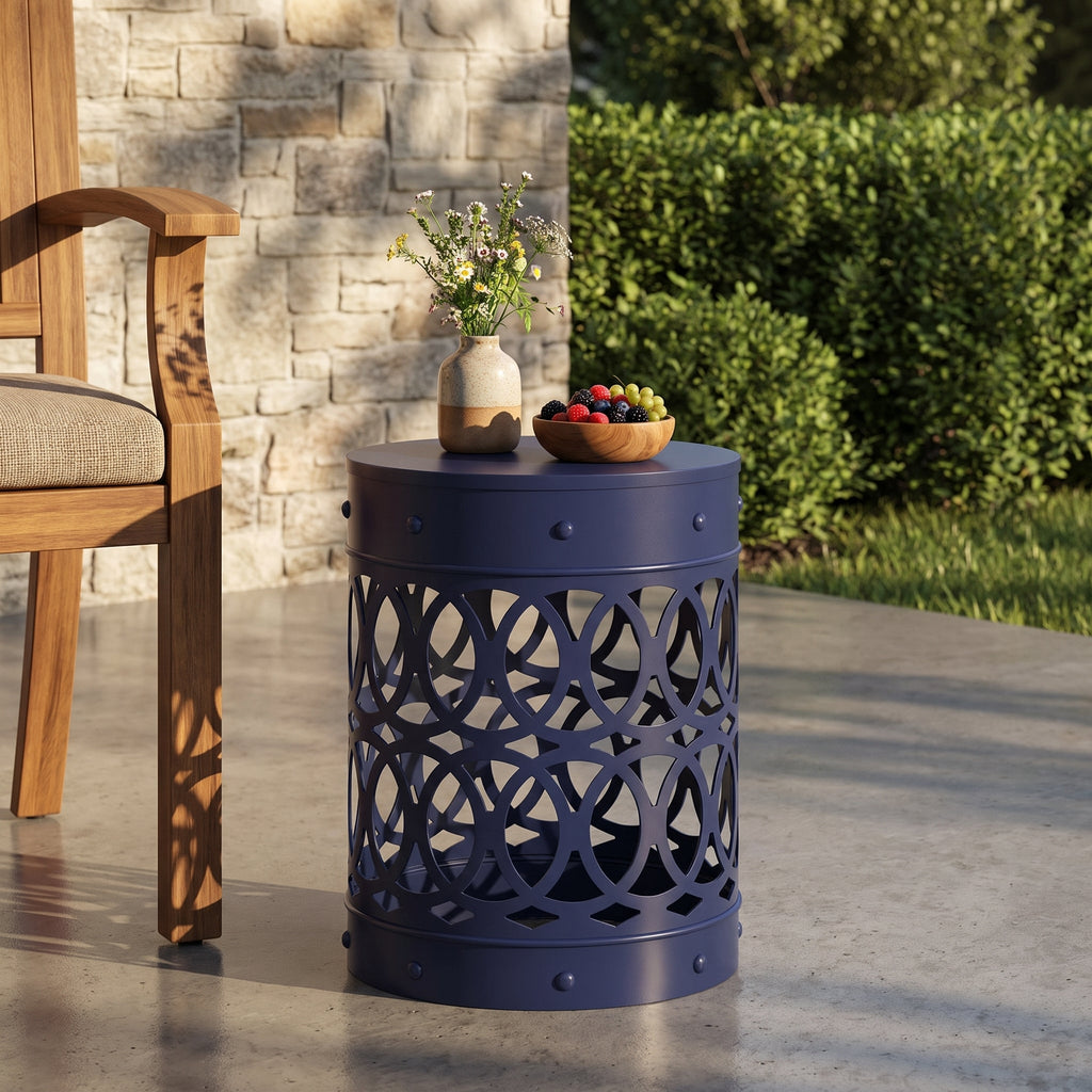 Outdoor Metal End Table with Modern Design