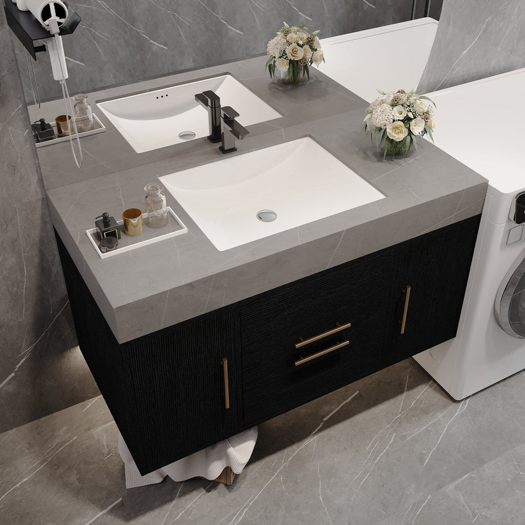 39.4 Inches Single Contemporary Floating Bathroom Vanity