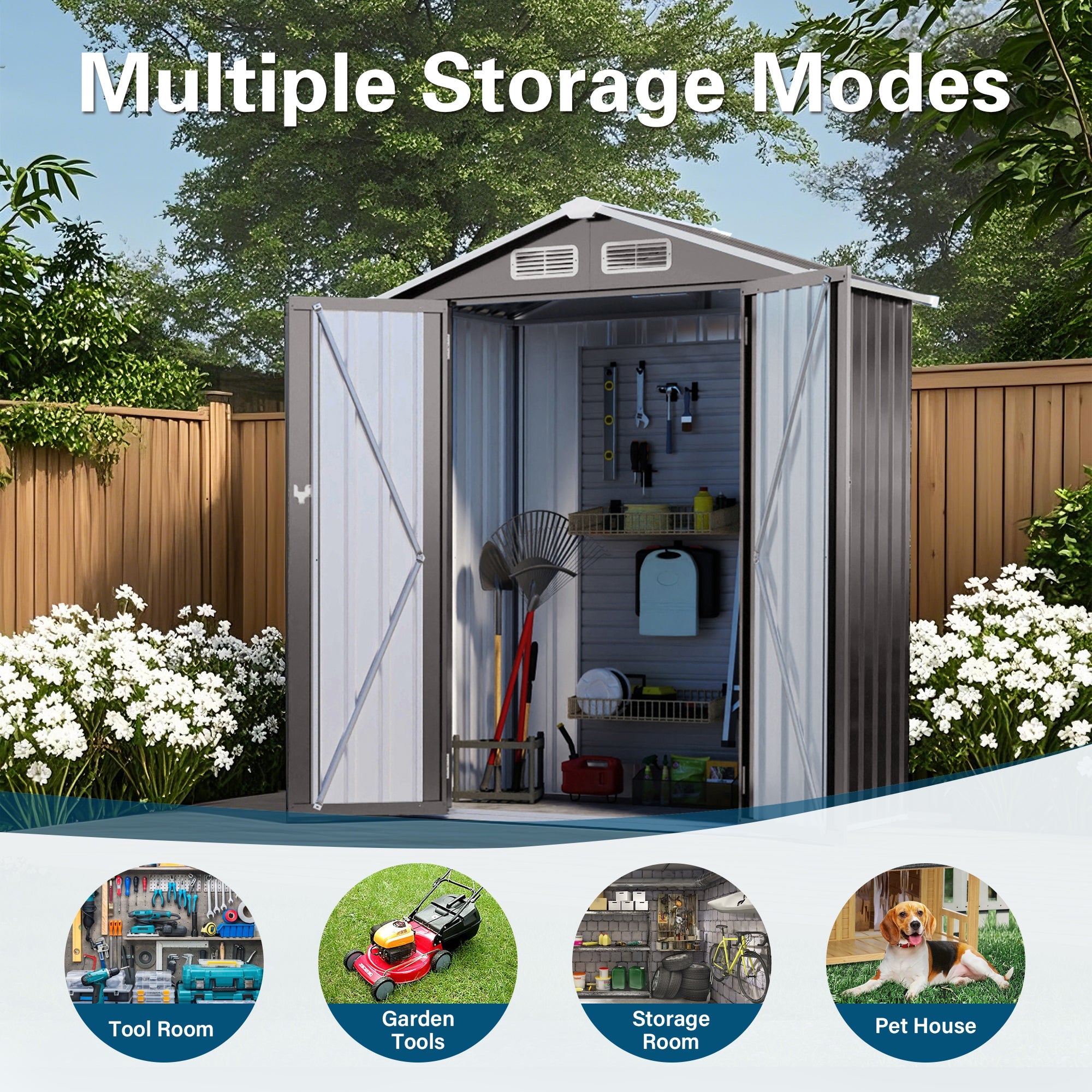 5X3 FT Metal Outdoor Storage Shed