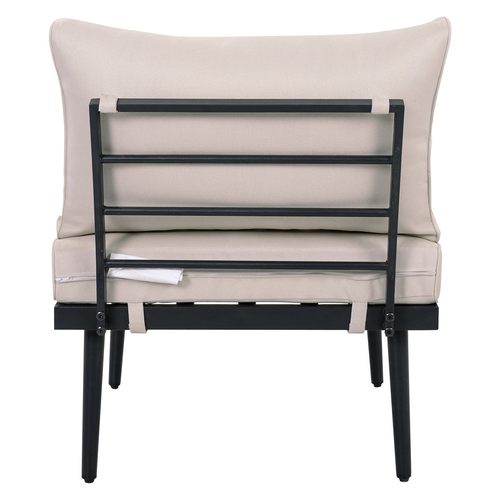 TREXM 6-Piece Outdoor Sectional Sofa Set with Round Nesting Coffee Tables