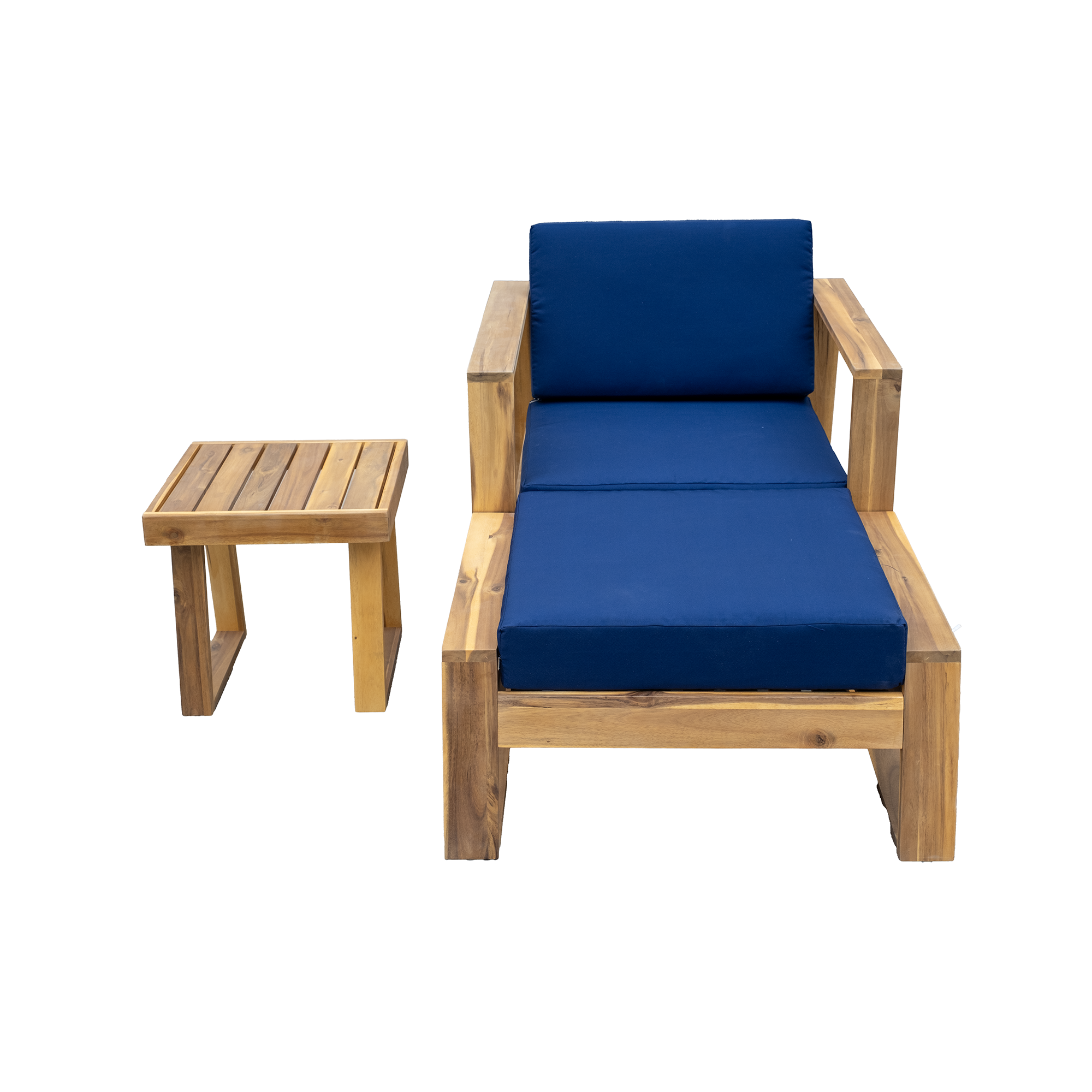 U_STYLE Acacia Wood Outdoor Lounge Set - Chair and Ottoman