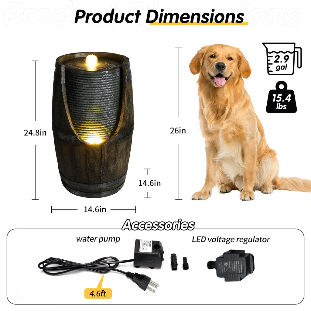 Outdoor Water Fountain with Bird Waterer