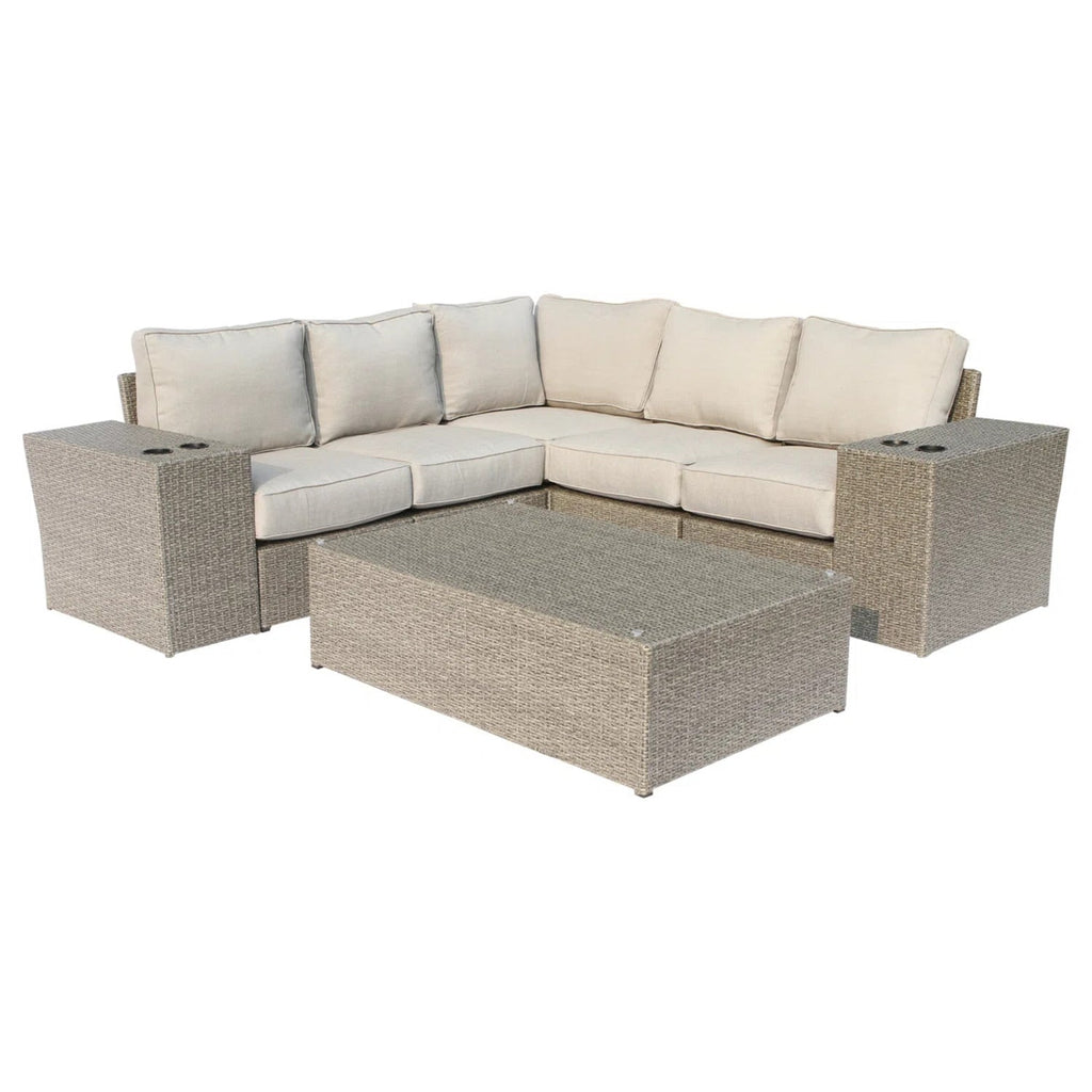 Fully Assembled 4-Seat Outdoor Wicker Sectional
