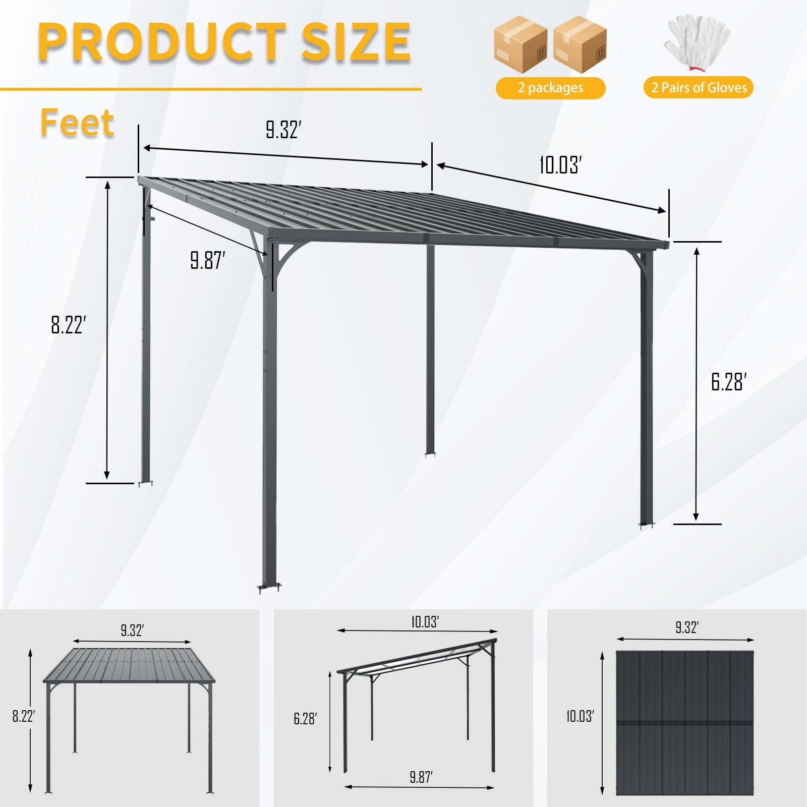 Outdoor Pergola - 10' x 10' Hardtop Gazebo