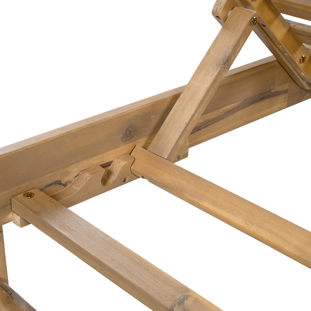 Light Teak Finish Acacia Wood Chaise Lounge Frame